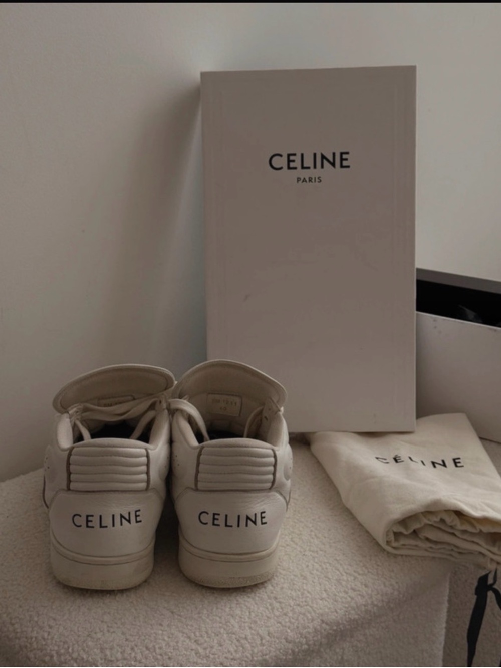 Celine White High-Top Sneakers | Size 40 | Full Set - Picture 8 of 14